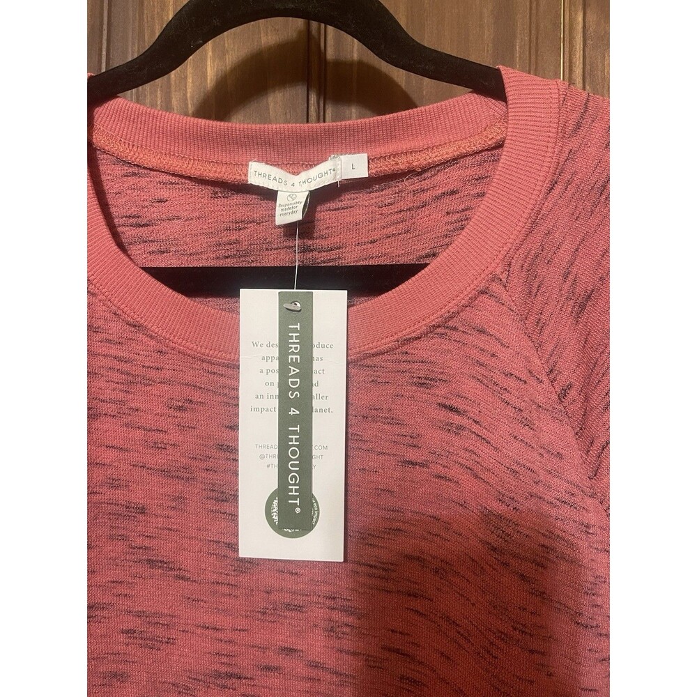 Threads 4 Thought Women Space Dye Crewneck Sweatshirt Pullover Coral Pink L NWT - Picture 2 of 3